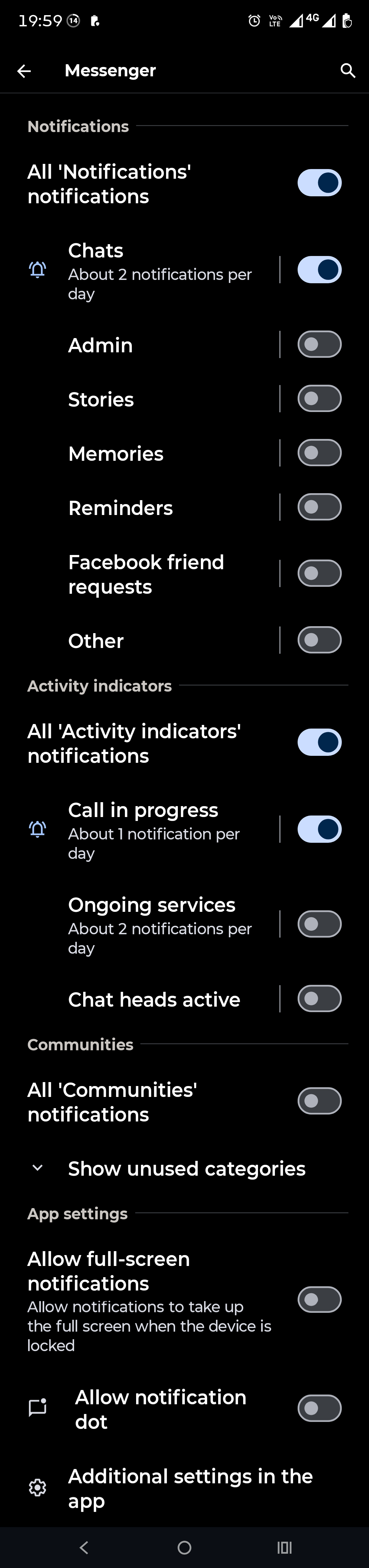 A long list of stuff that I don't care about in Messenger 