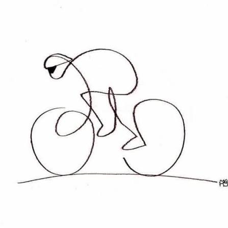 Racing cyclist, drawn in a single continuous line