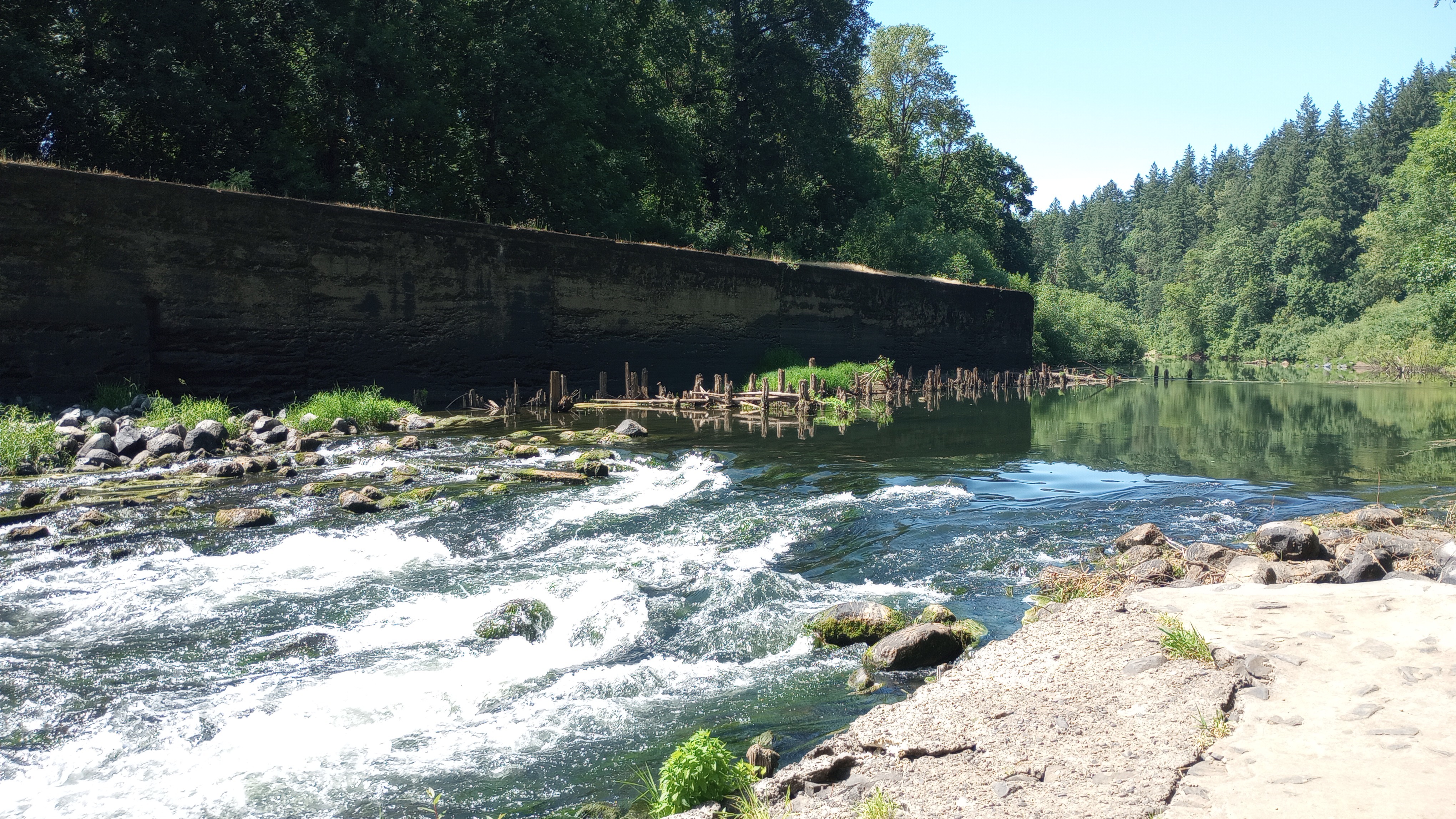 Ruined concrete river structure