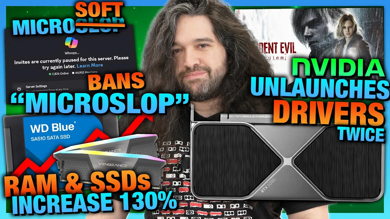 HW News - "Microslop" Censored, NVIDIA Unlaunches Drivers Again, RAM & SSD Prices Ruin Game Archive
