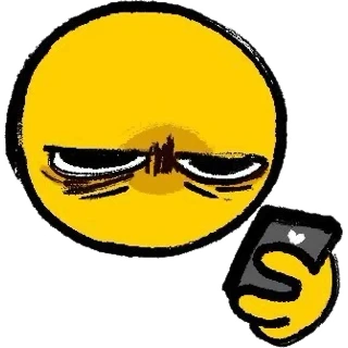 Picture of a yellow face, phone in hand, looking extremely defeated