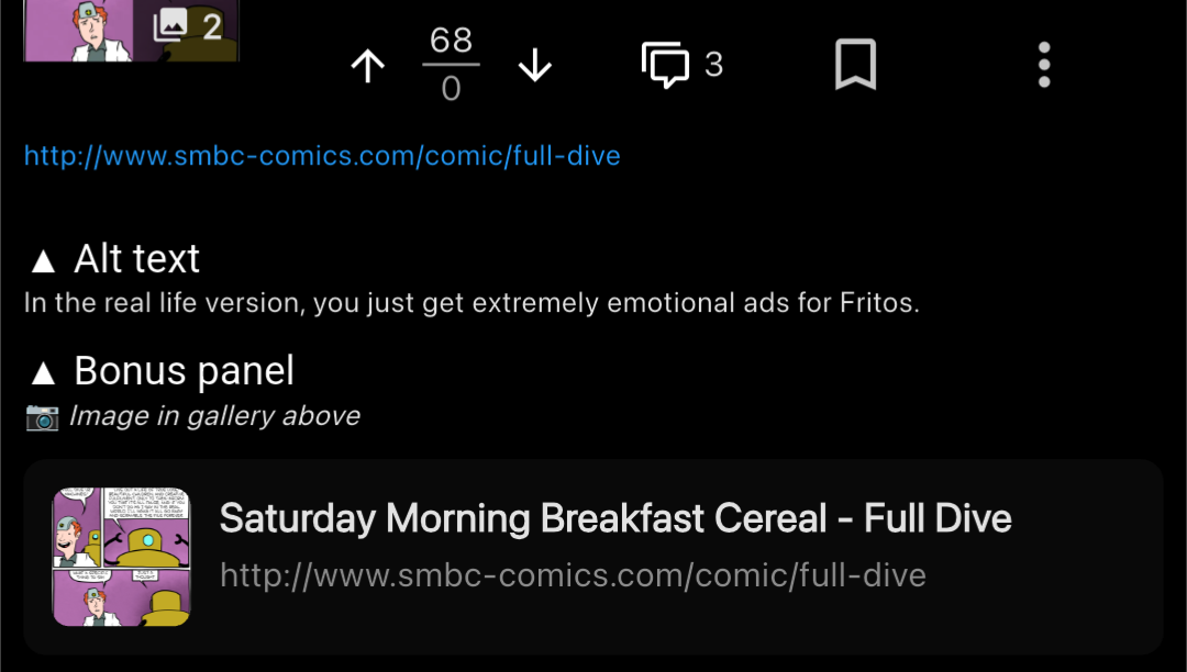 Screenshot of aforementioned post in v1.0.401, with both spoiler text expanded and shown.