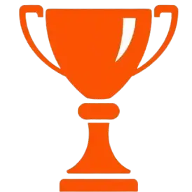 emoji first First: a victory cup, orangered color