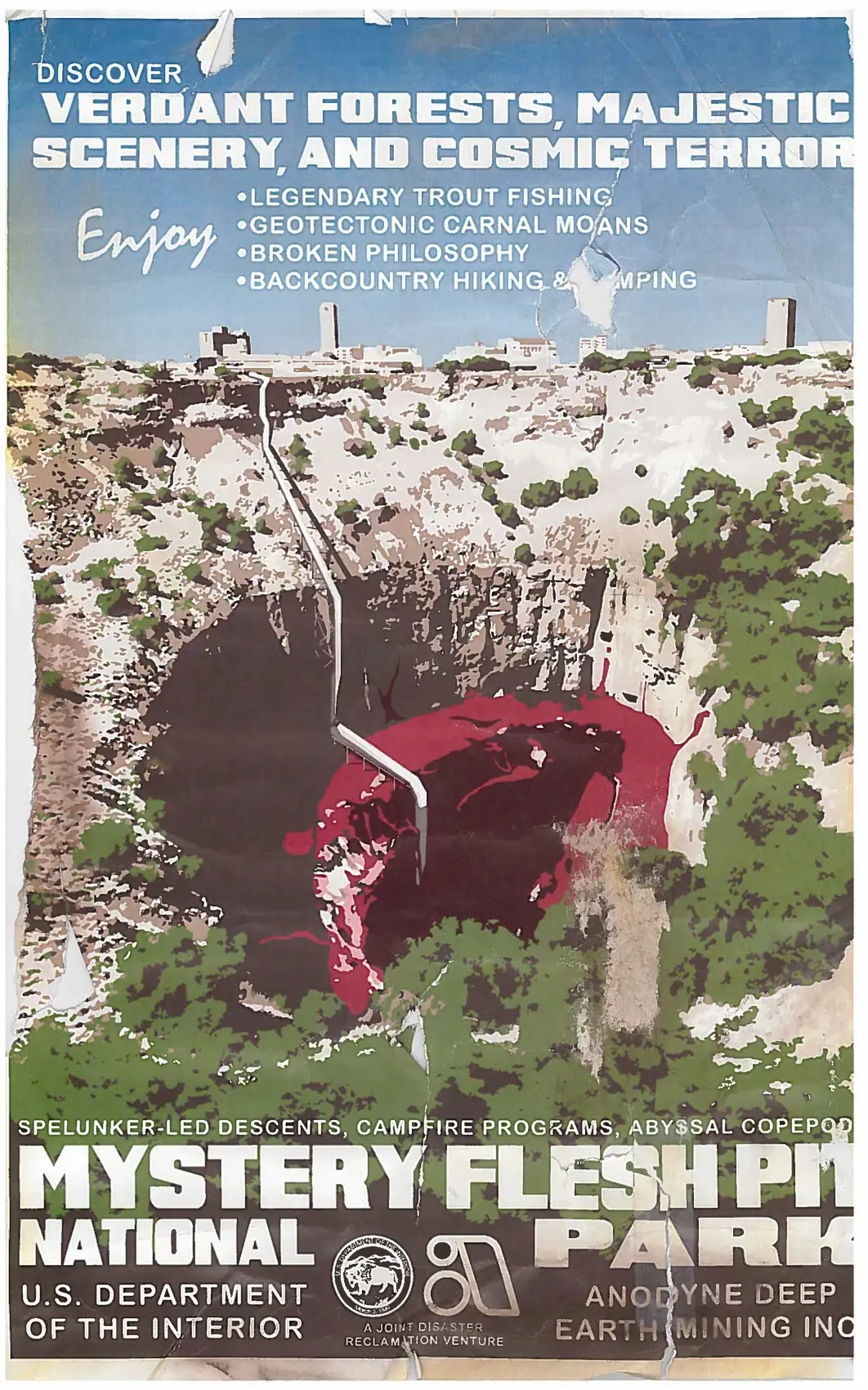 Mystery Flesh Pit National Park tourism poster