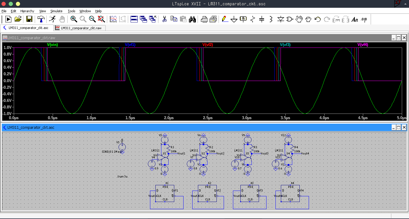 Same circuit with LM311 comparator