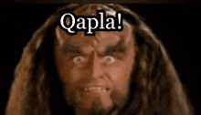 Gowron from Star Trek TNG saying Qapla GIF animation