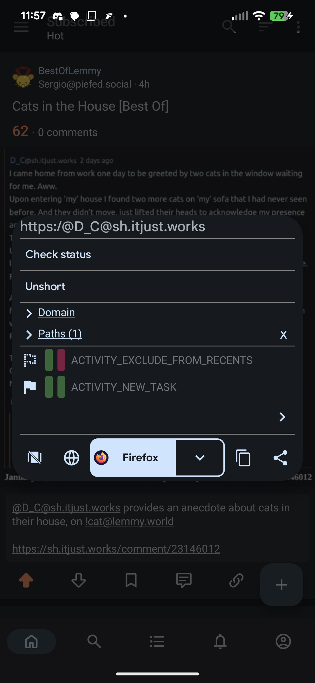 A screenshot showing that a user-link from a post summary ended up with part of a protocol prepended to it