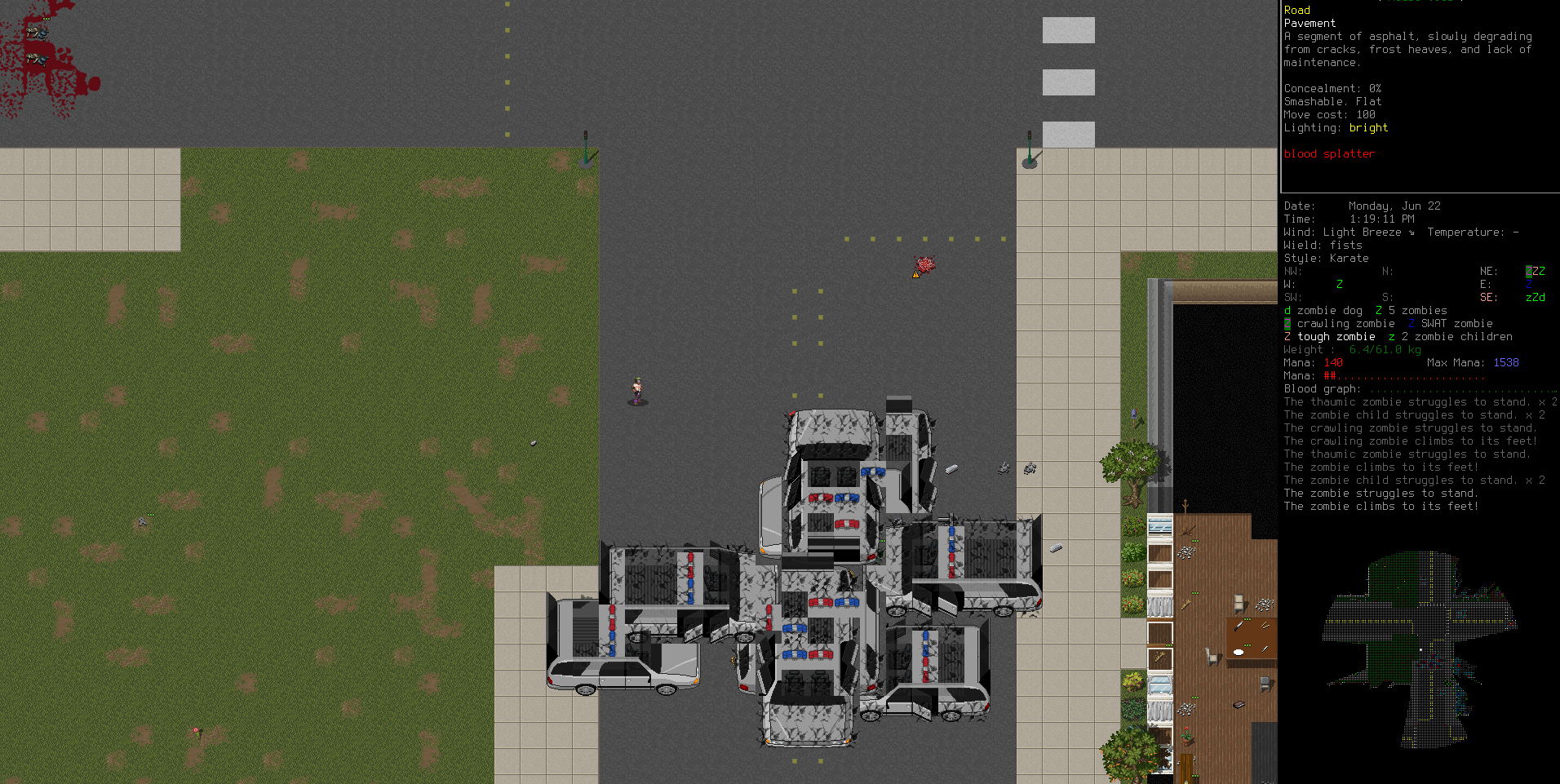 Image of cataclysm dark days ahead showcasing 8+ police cars all stuck between each other