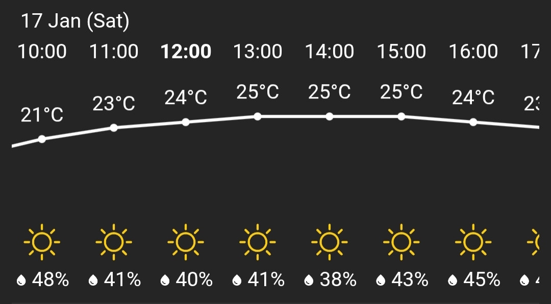 Temperature graph showing at least 21°C