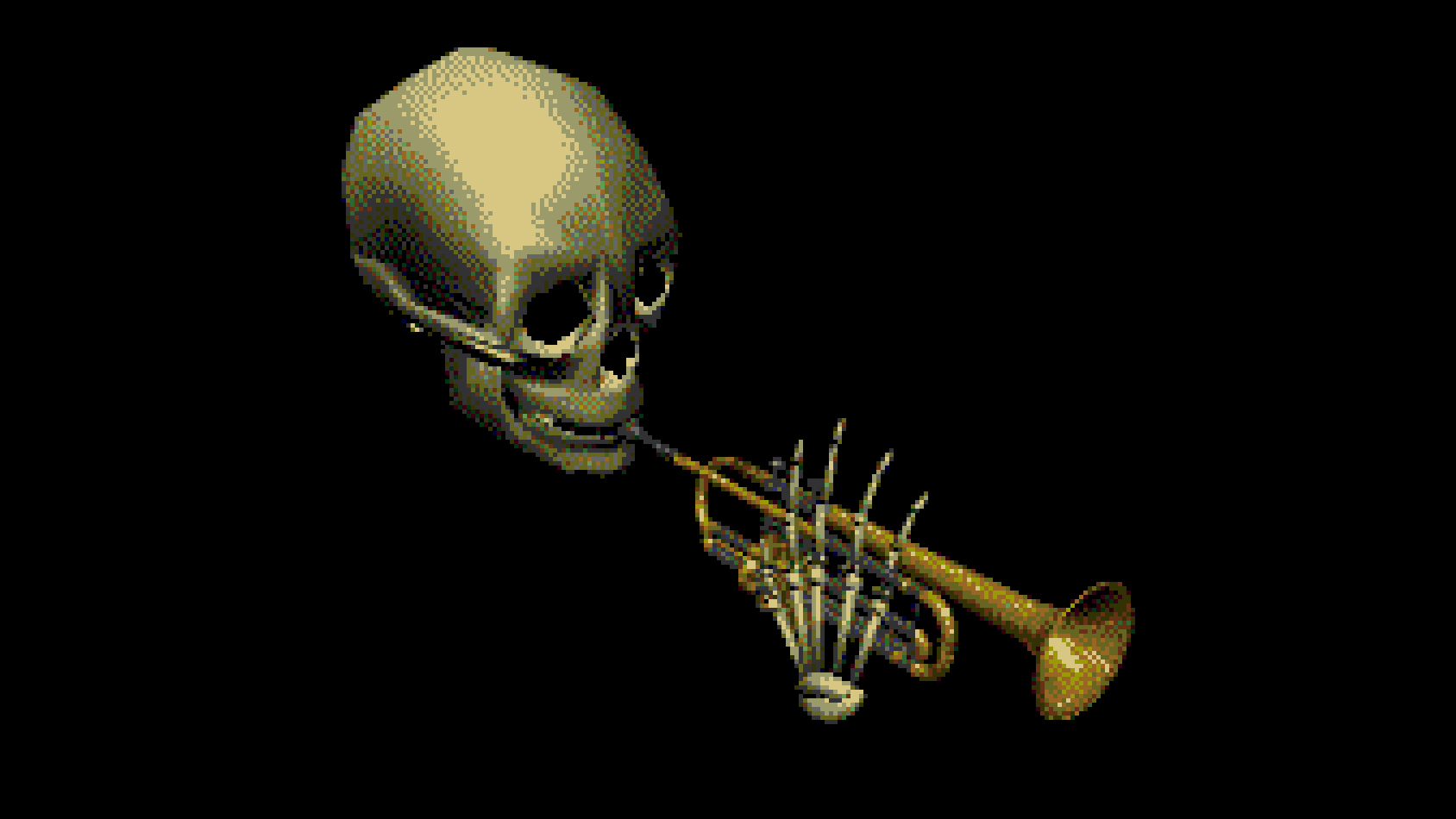 "Doot Doot" Jazz Skull meme: animated sprite and GIF of a skull-faced character playing the trumpet with a skeletal hand