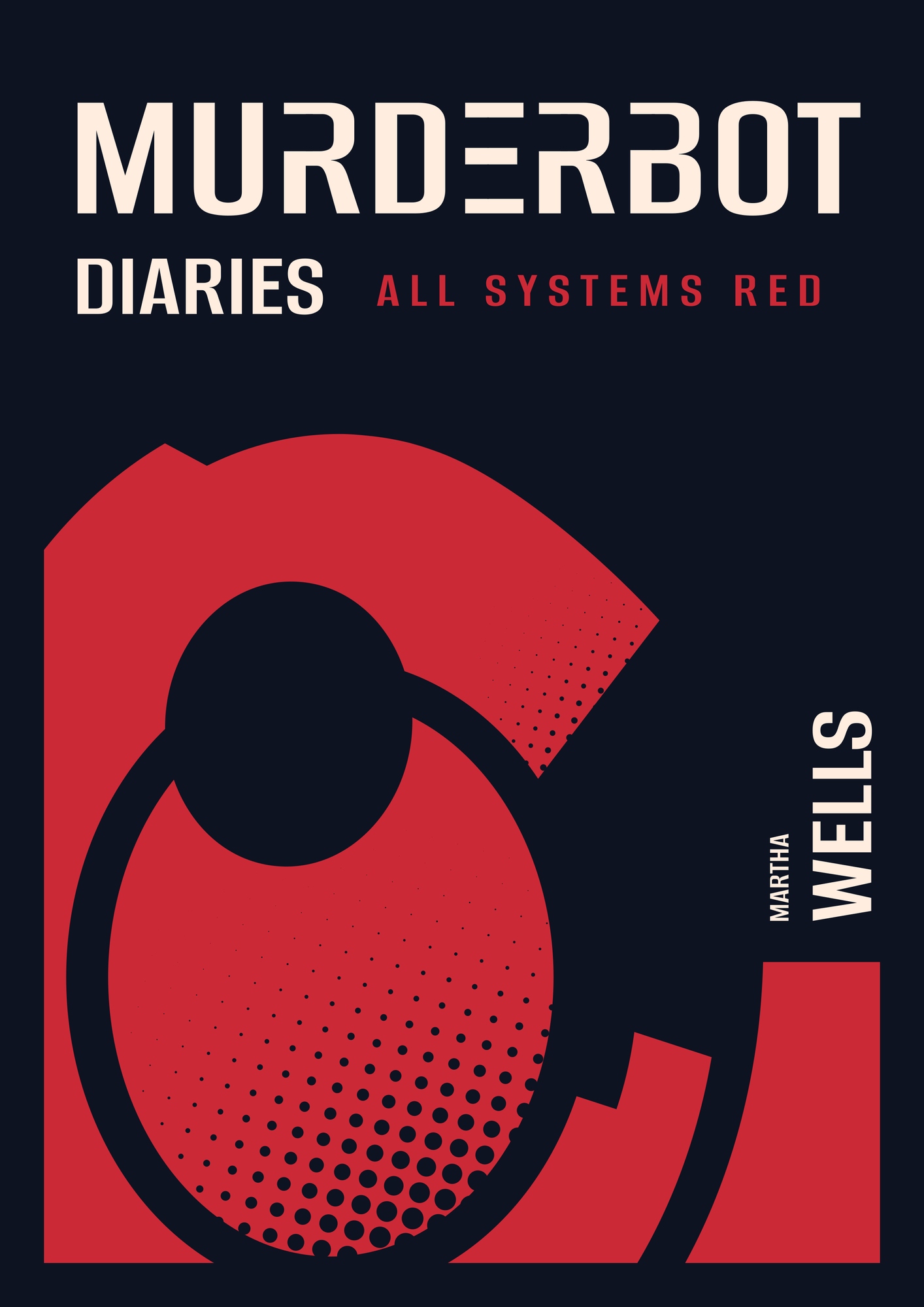 Alt cover for The Murderbot Diaries : all systems red book, with the tv show helmet as the main graphic.