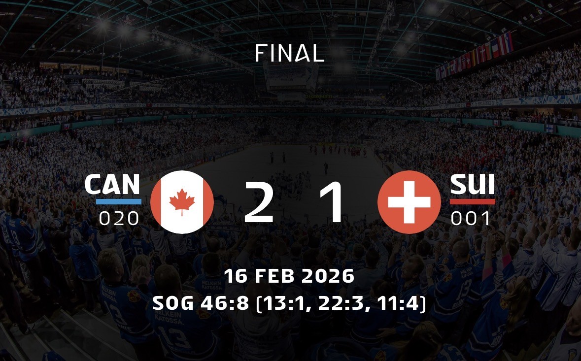 Canada 🇨🇦 2 - Switzerland 🇨🇭 1 (semifinals)