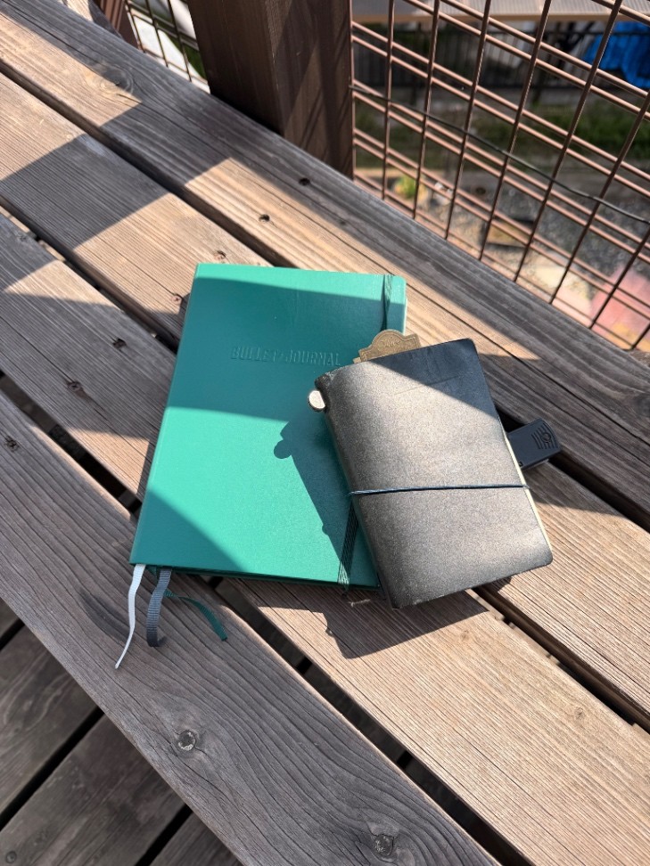 Morning journal on the deck 