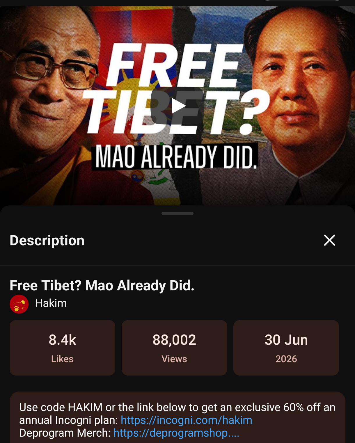 Mao freed Tibet, apparently. If you disagree, you're brainwashed by CIA.