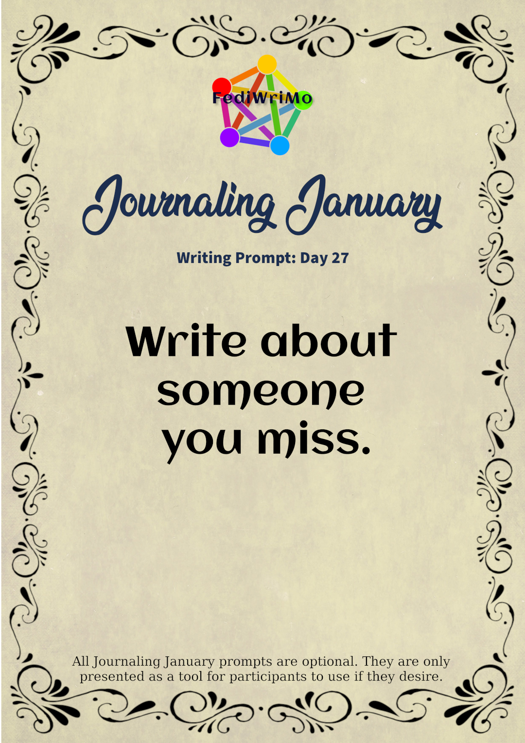 Day 27 Prompt: Write About Someone You Miss.