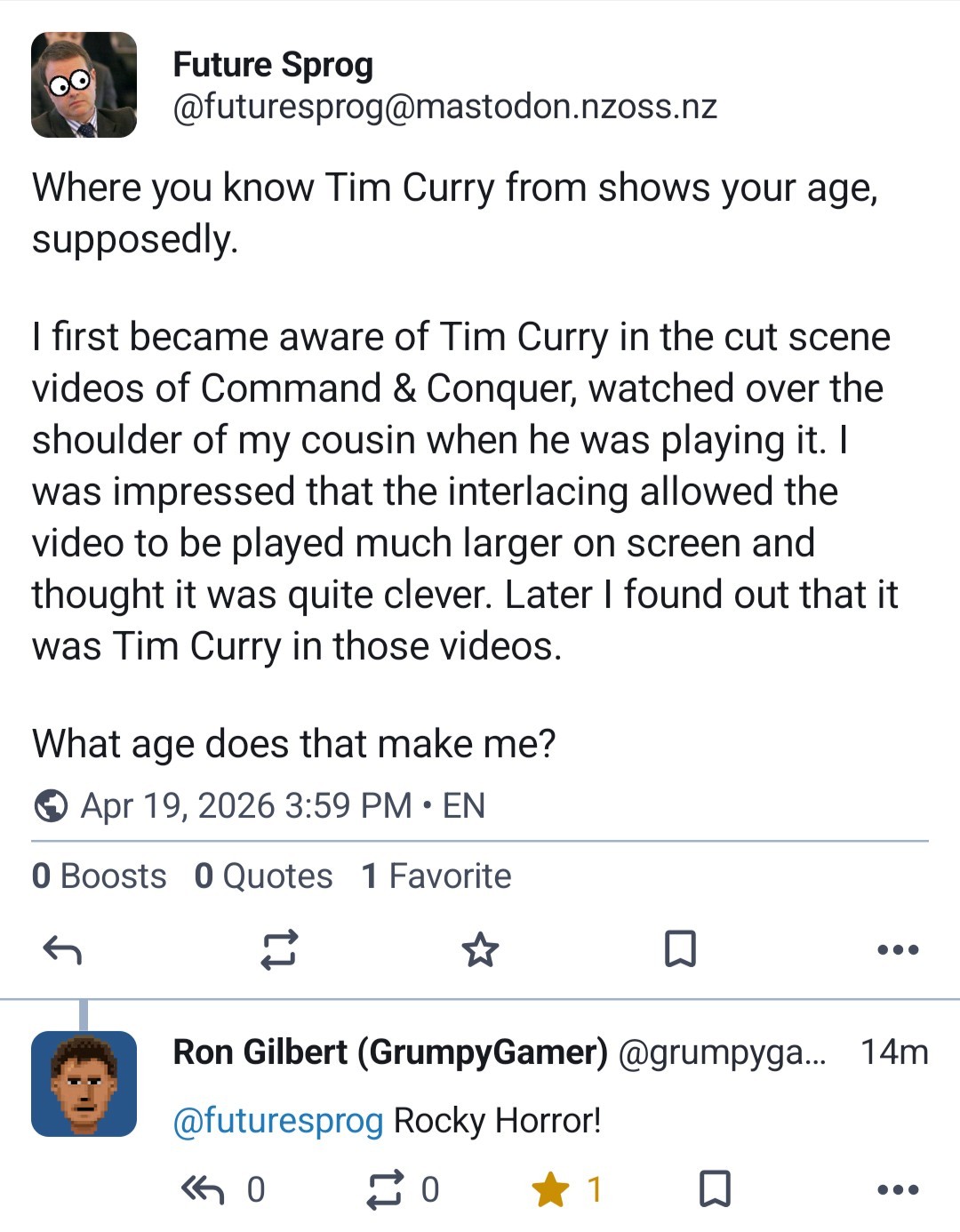 A little post for Tim Curry