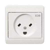 Danish computer equipment outlet with asymmetrically tilted prongs and half-circular ground (mainly used in professional environment). Nicknamed "dumb face sockets" in Denmark