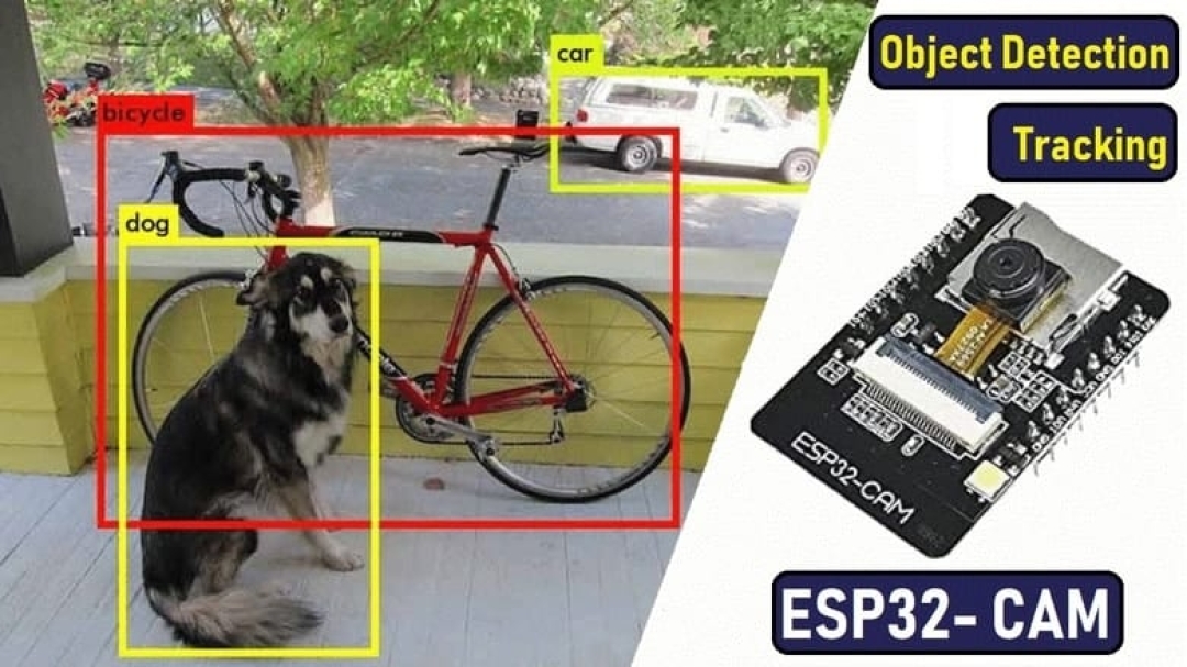 esp32-cam identifying a cat, a bike, and a car in an image