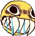 an angry emoji showing it's teeth and frothing. It looks feral 