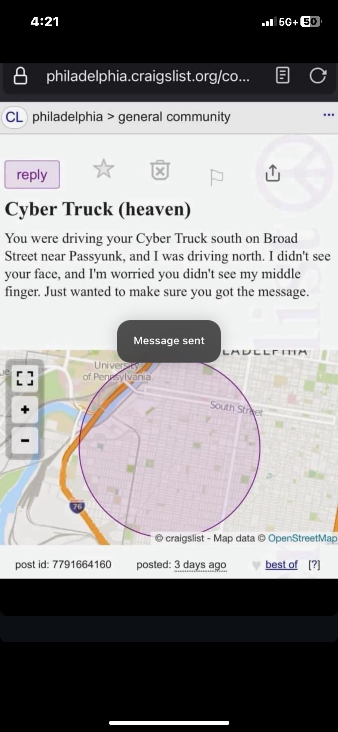 lost connection not sure the tesla driver saw my middle finger
