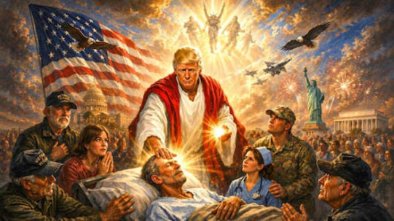 An AI generated image of Trump portrayed as Jesus Christ.