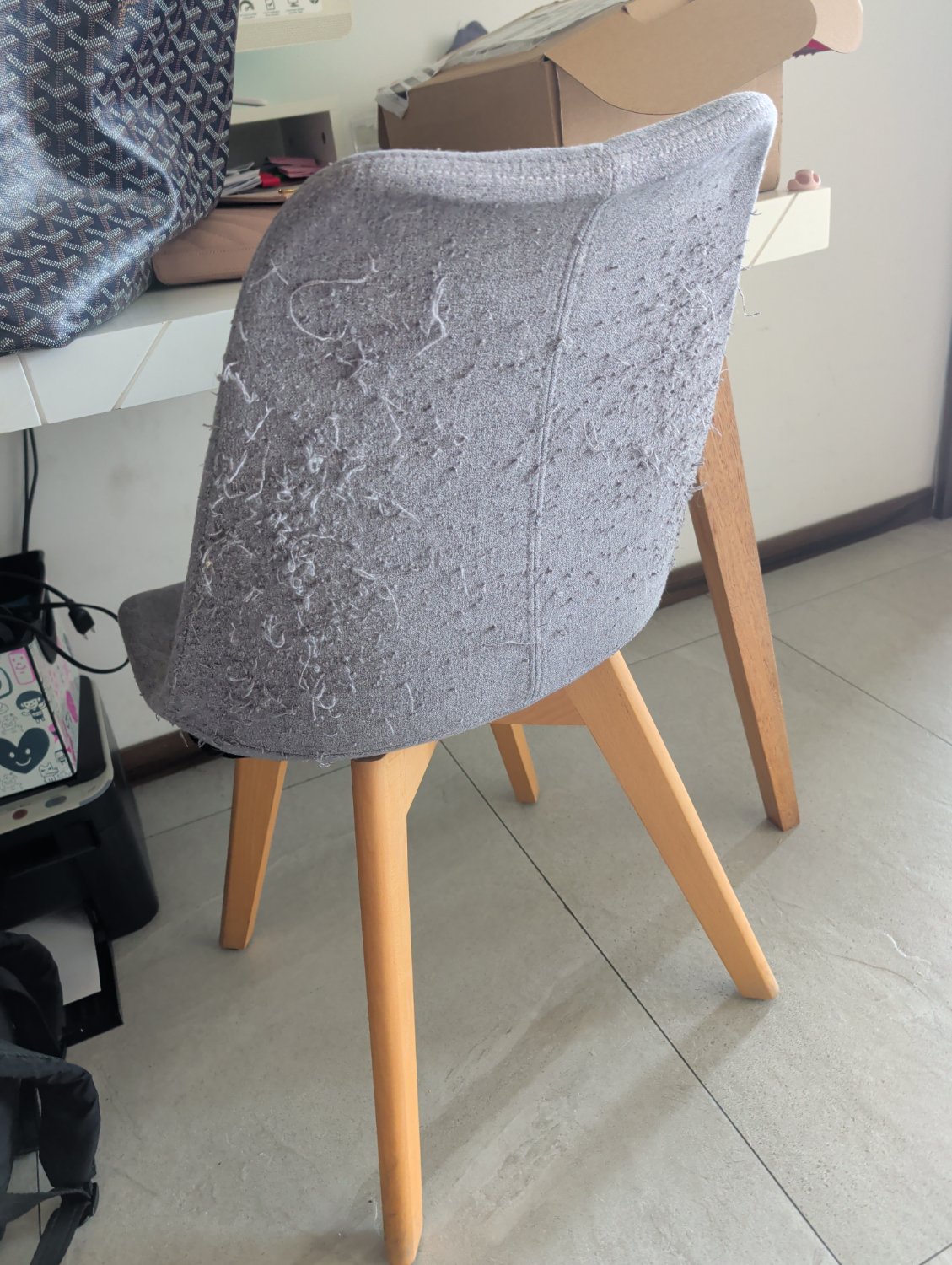 just a chair that the cat has scratched for years, she really likes that chair.