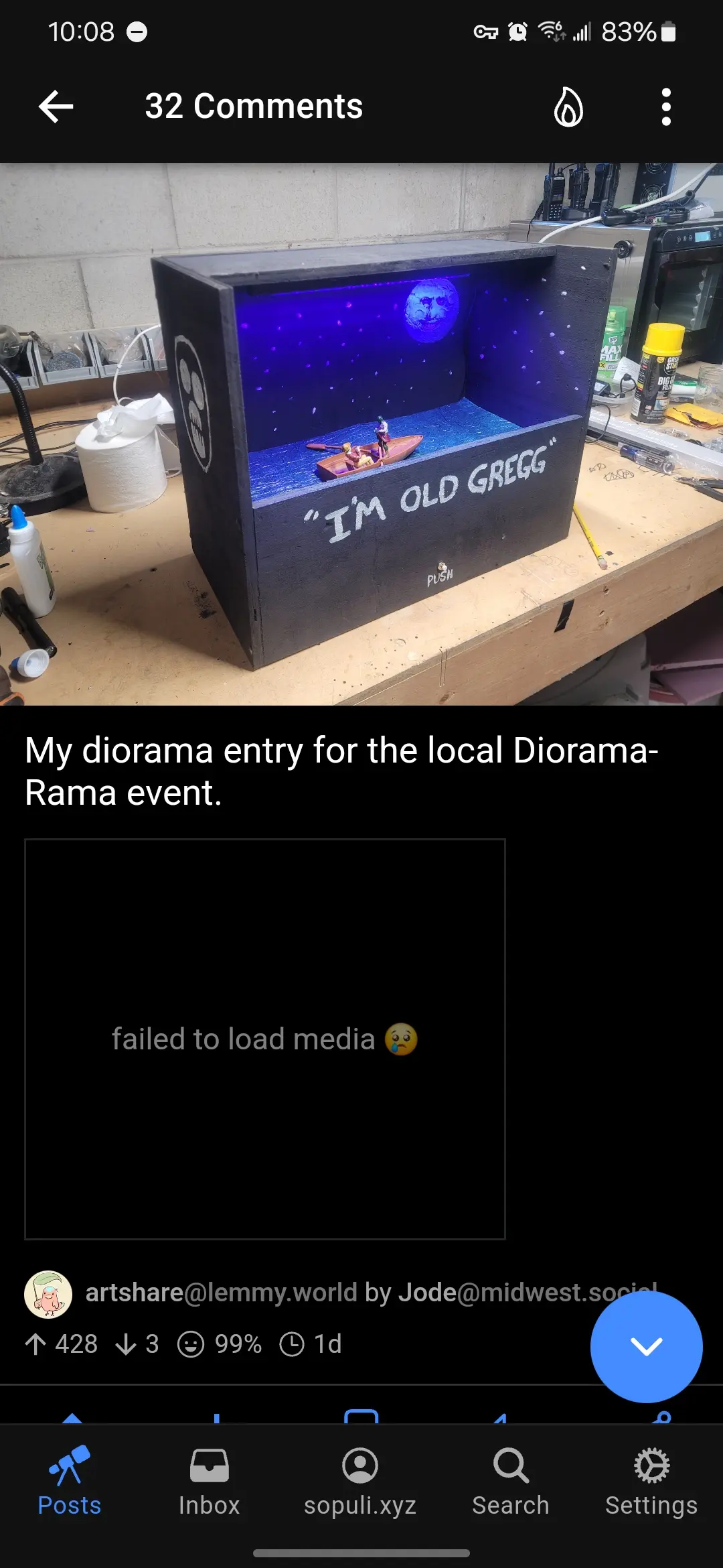 Image of the problem in Voyager, but it also happens if I try to open the post in a browser