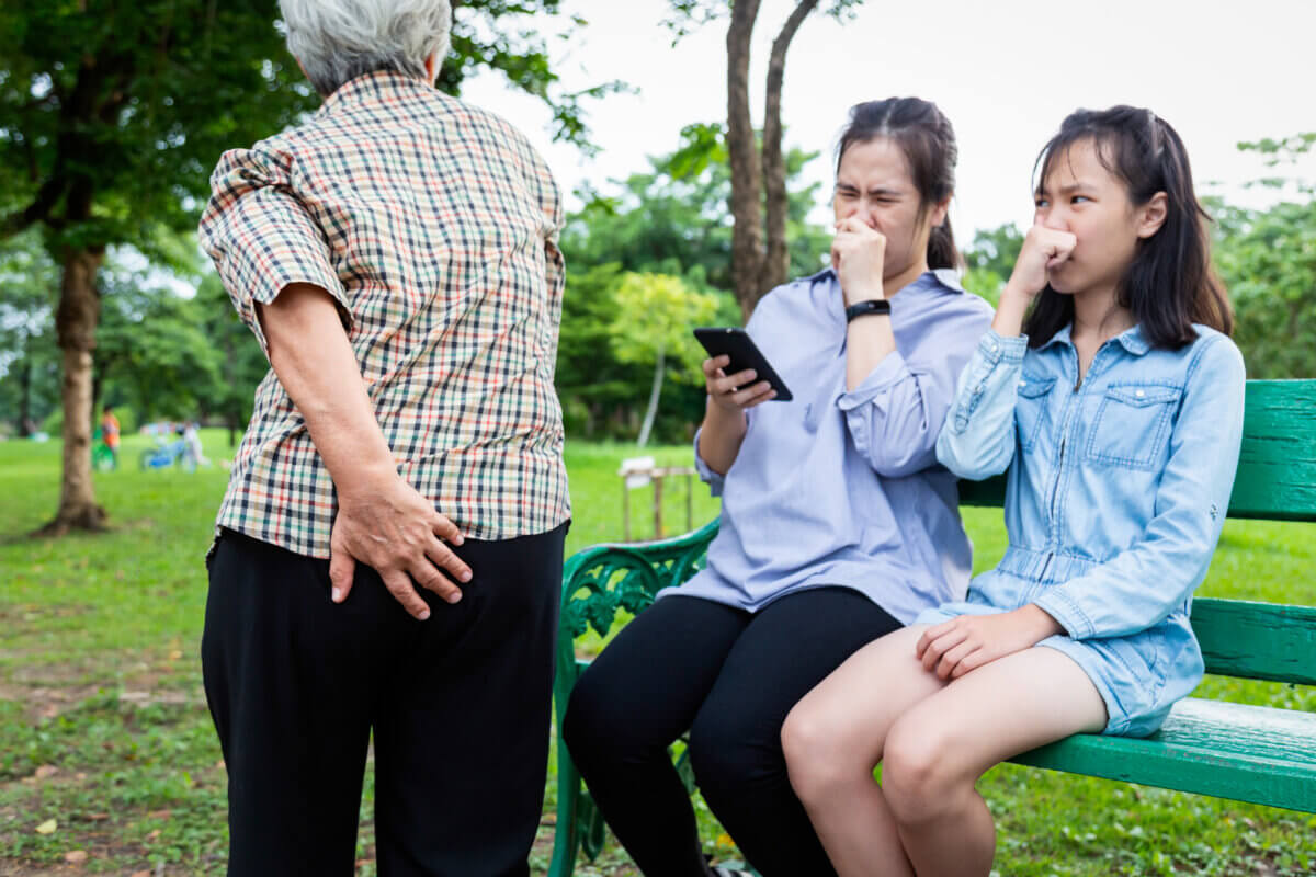 stock image from article, woman farting