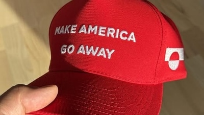 Red MAGA-cap reading 'Make America Go Away