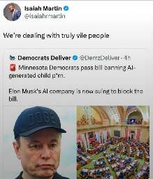 Why would Elon block a bill banning AI-generated child porn?